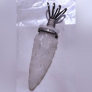 Artisan Silver and White Arrowhead Stone Necklace